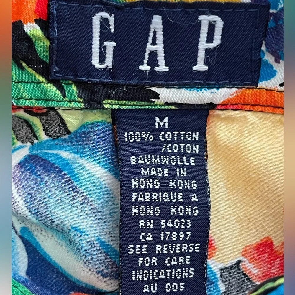 Gap 90s vintage sleeveless button-down shirt 100% cotton colorful floral tulip